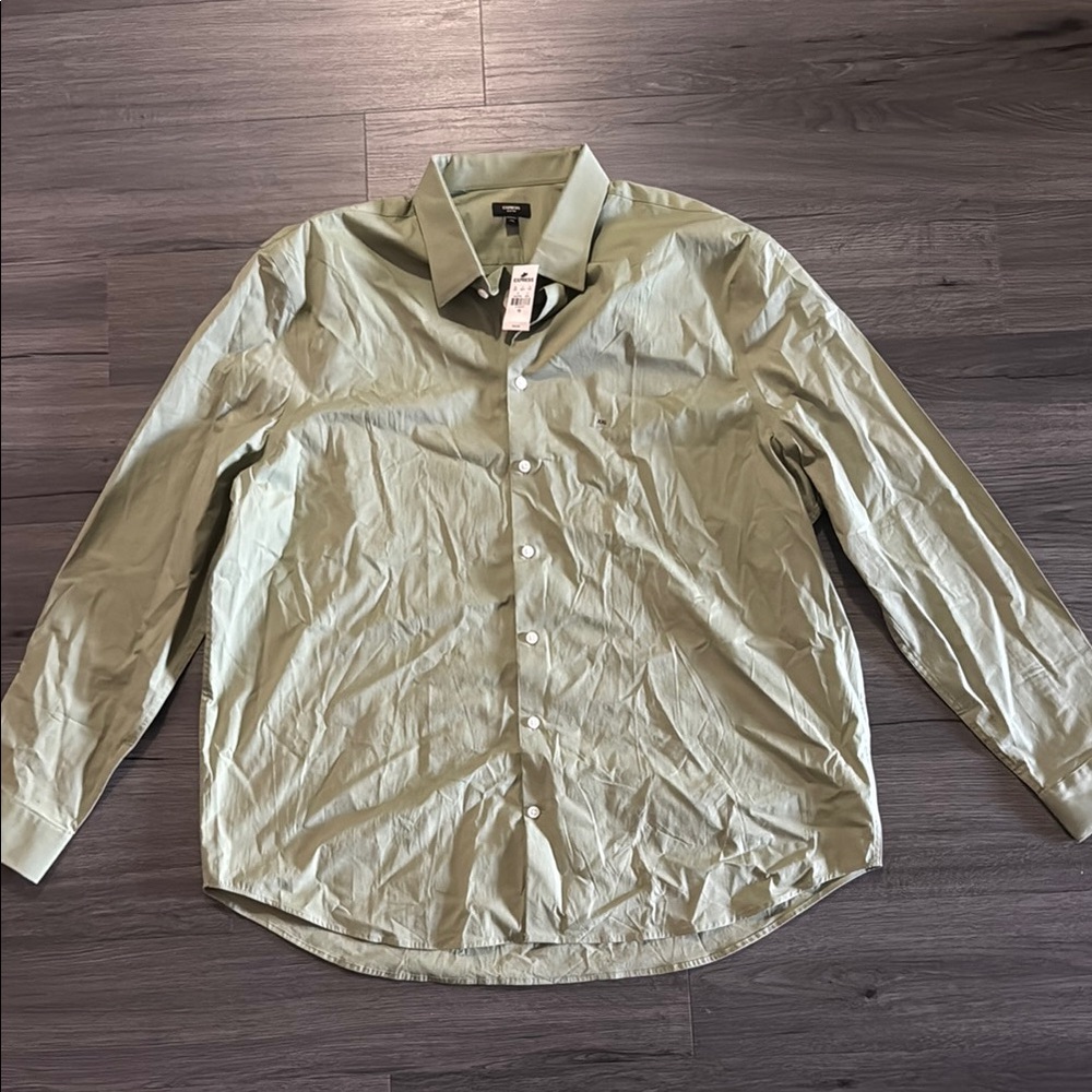 Express Olive Green Collared Shirt